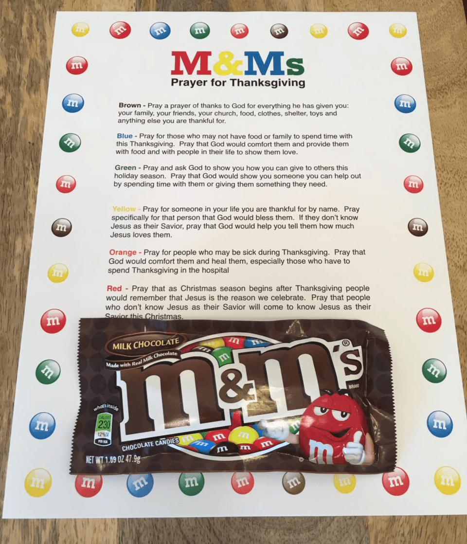 M&amp;Ms Thanksgiving Prayer – Children's Ministry Deals
