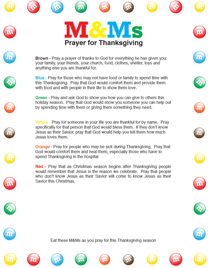 Load image into Gallery viewer, Free M&Ms Thanksgiving Prayer