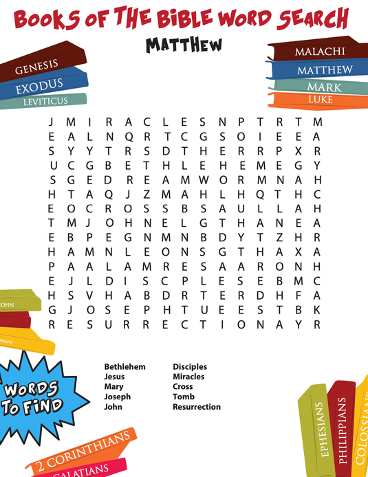 Matthew Bible Word Search - Children's Ministry Deals