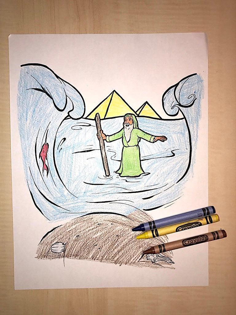 Load image into Gallery viewer, Moses and the Red Sea Coloring Page