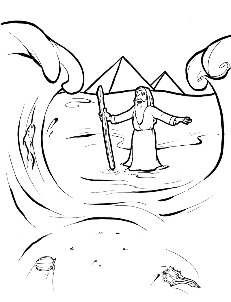 Load image into Gallery viewer, Moses and the Red Sea Coloring Page