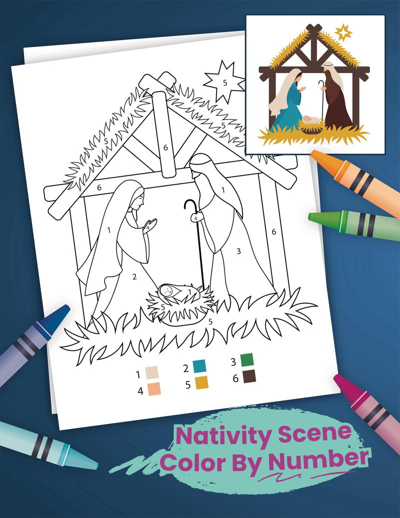 Nativity Scene Color By Number - Children's Ministry Deals