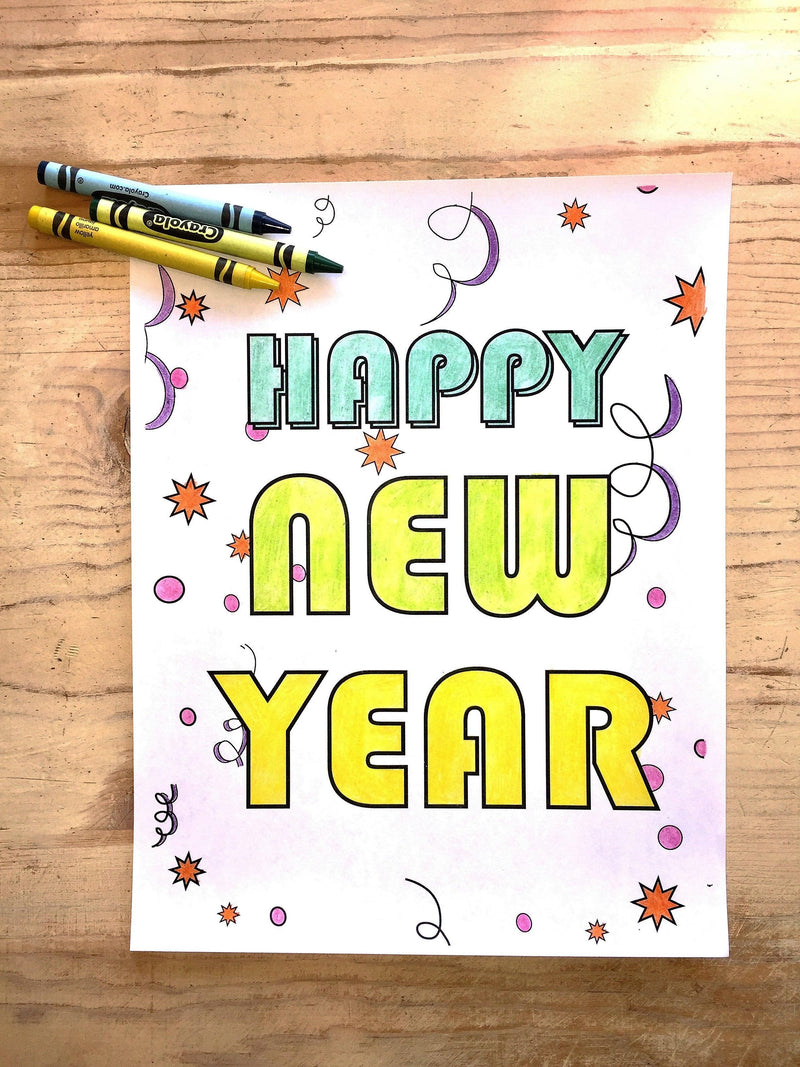 Load image into Gallery viewer, FREE New Year's Coloring Page
