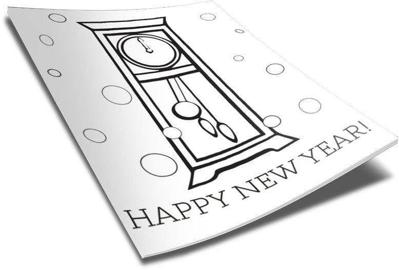 Load image into Gallery viewer, FREE New Year's Clock Coloring Page