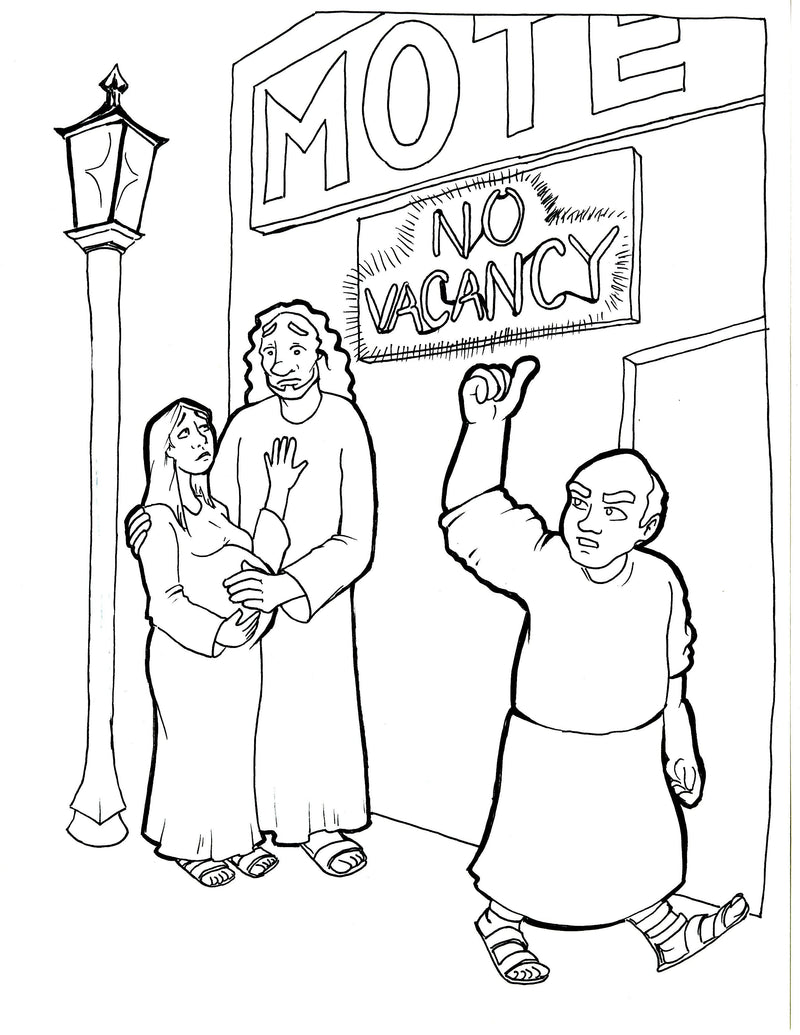 Load image into Gallery viewer, No Room in the Inn Coloring Page