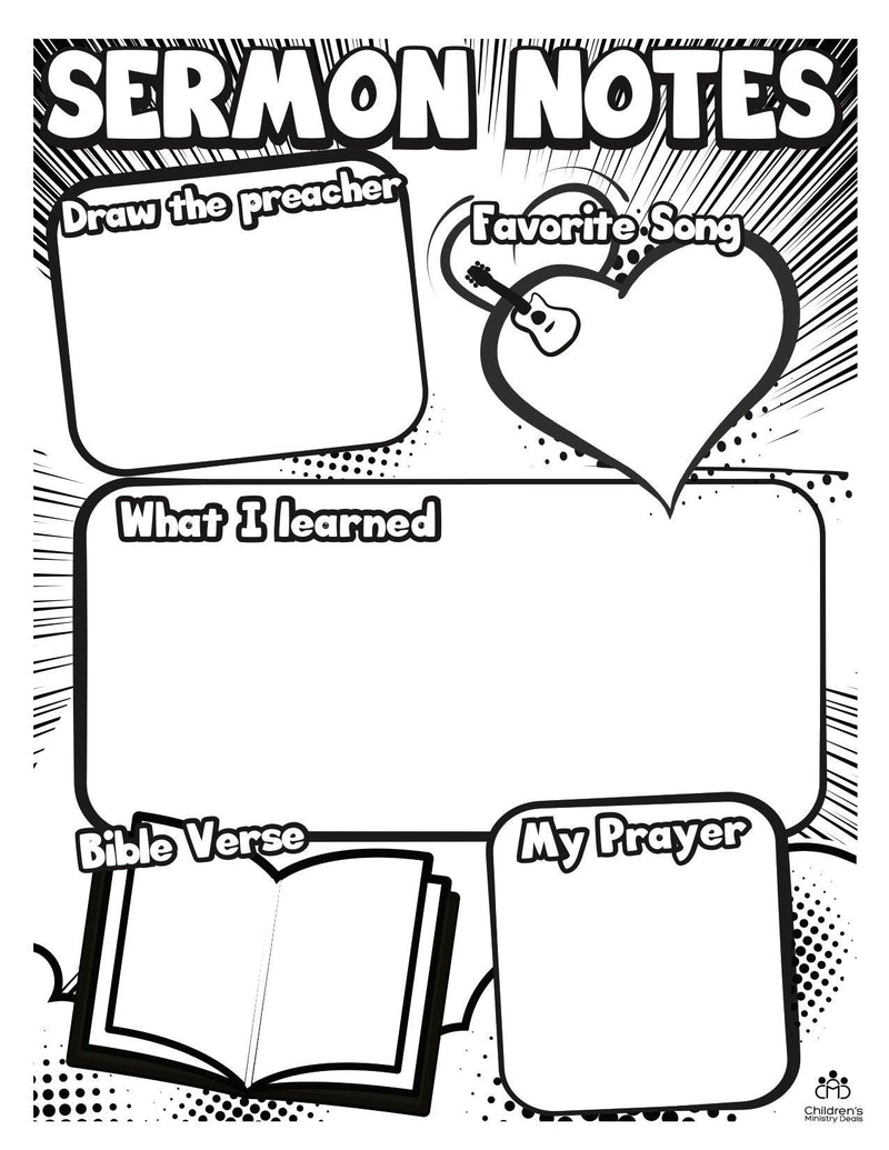 Load image into Gallery viewer, Sermon Notes Coloring Page