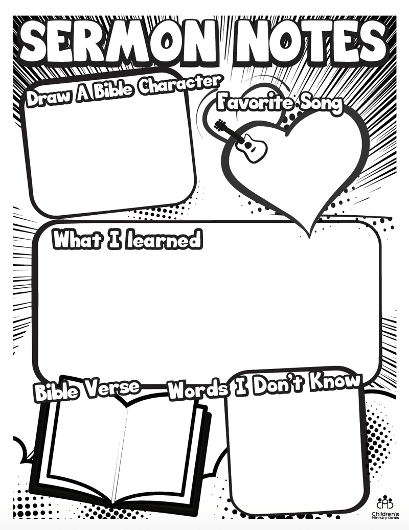Load image into Gallery viewer, Sermon Notes for Kids Coloring Page