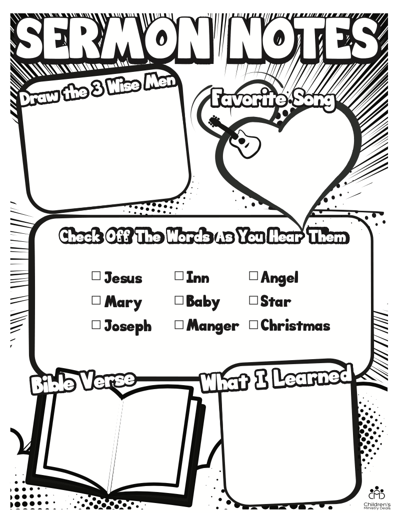 Load image into Gallery viewer, Sermon Notes for Christmas Coloring Page - Children's Ministry Deals