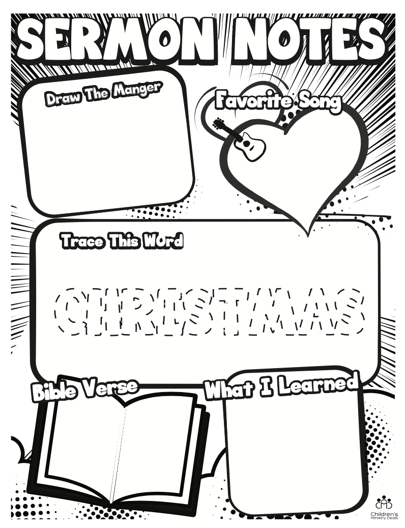 Load image into Gallery viewer, Sermon Notes for Christmas Coloring Page - Children's Ministry Deals