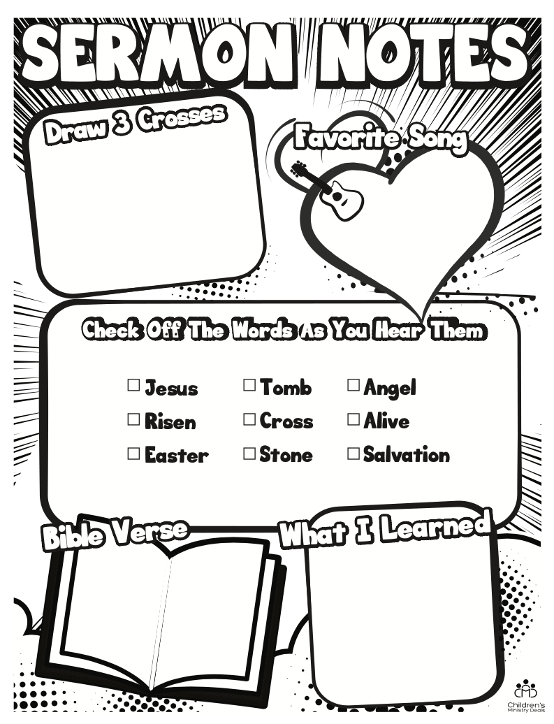 Load image into Gallery viewer, Sermon Notes for Easter Coloring Page - Children's Ministry Deals