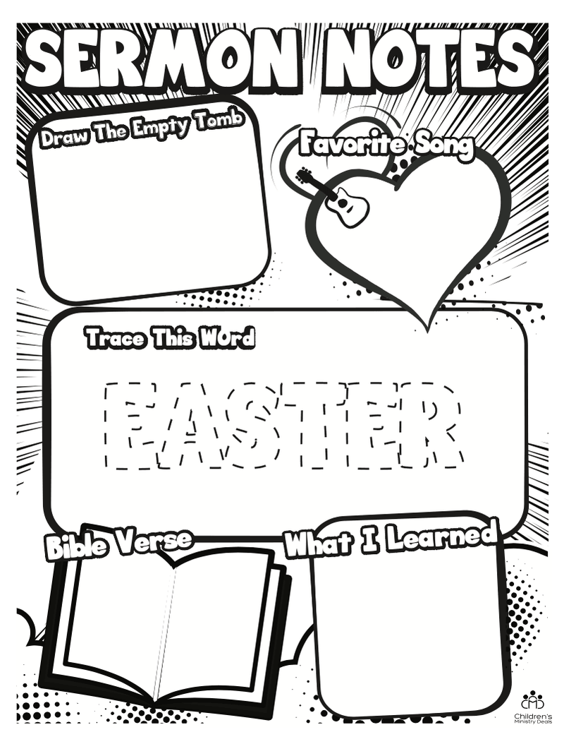 Load image into Gallery viewer, Sermon Notes for Easter Coloring Page - Children's Ministry Deals
