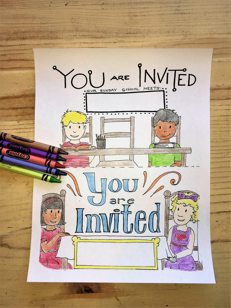 FREE Sunday school Invite Coloring Page