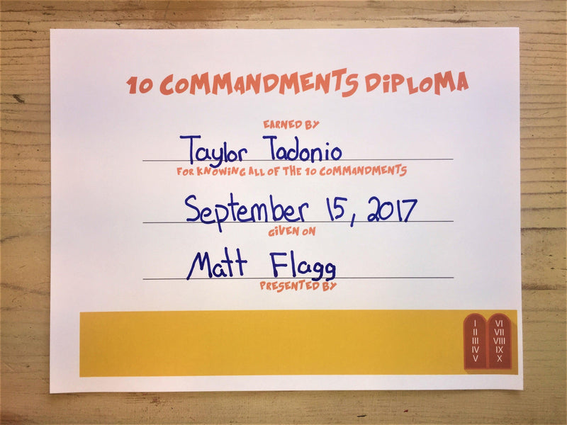 10 Commandments Diploma Certificate