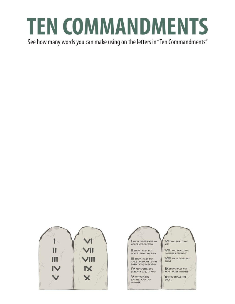 Ten Commandments Word Jumble