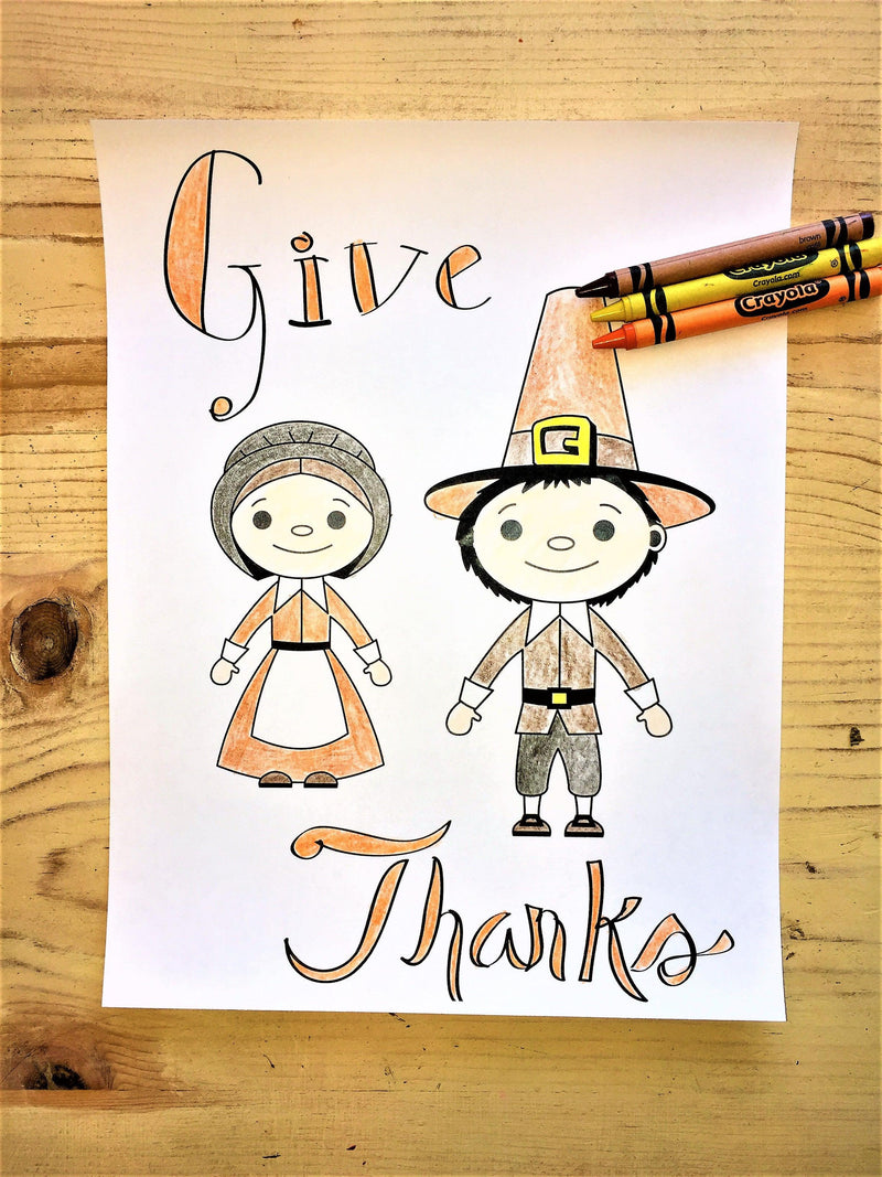 FREE Thanksgiving Coloring Page- Pilgrims 