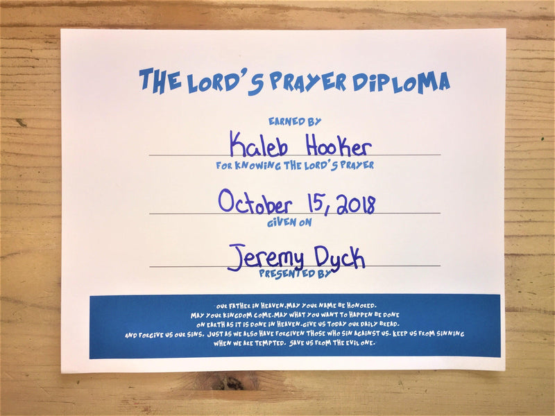 The Lord's Prayer Diploma - Children's Ministry Deals