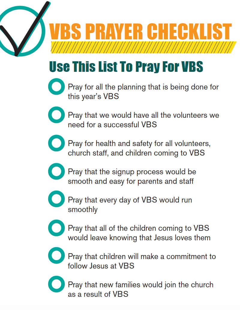 VBS Prayer Checklist Printable - Children's Ministry Deals