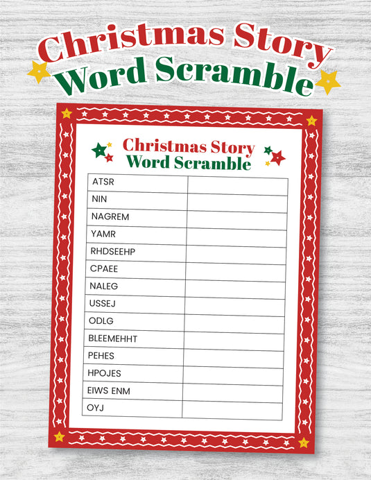 Christmas Story Word Scramble