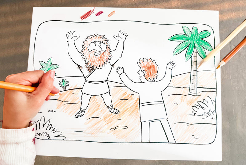 Load image into Gallery viewer, Jacob and Esau Reunite Coloring Page

