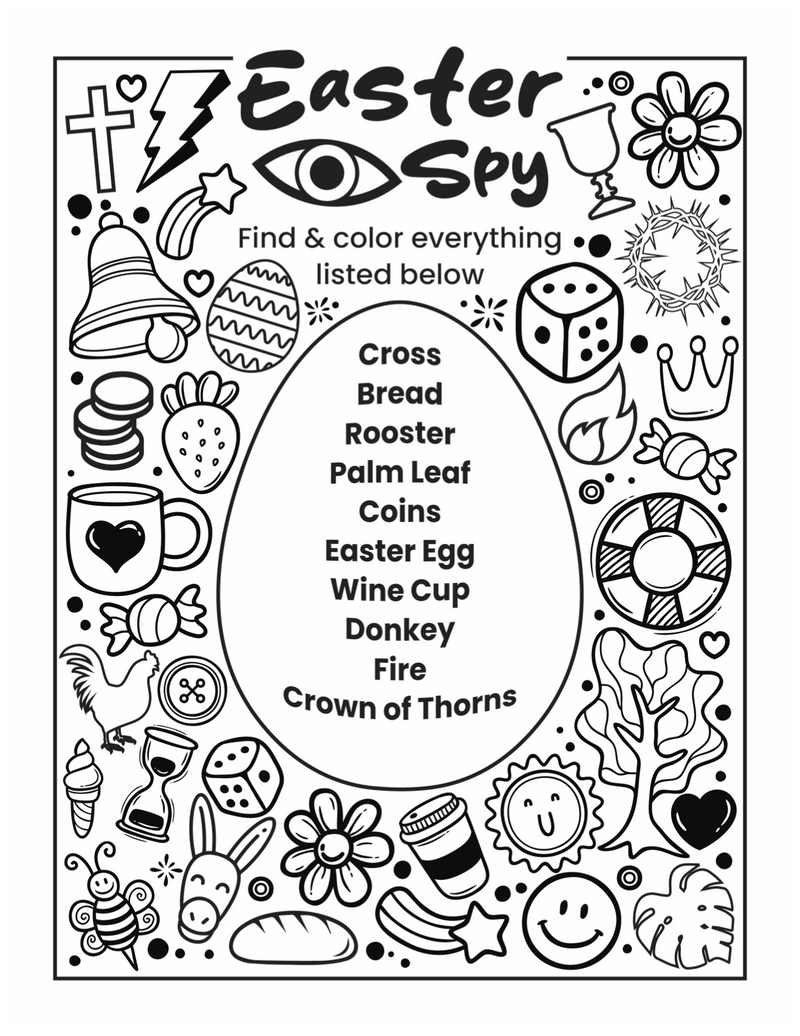 Easter Eye Spy Coloring Page