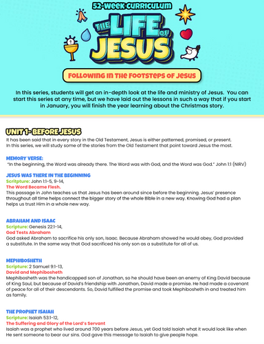 The Life Of Jesus 52-Week Scope & Sequence
