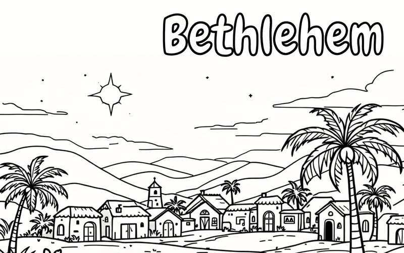 Load image into Gallery viewer, The Locations Of The Christmas Story Coloring Pages
