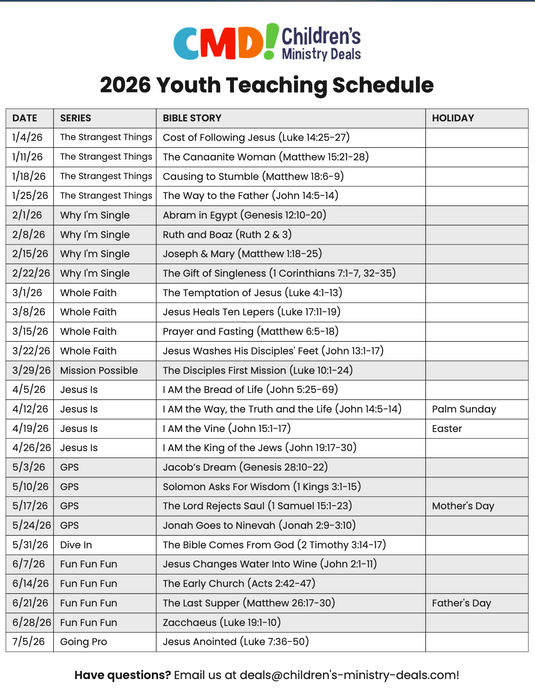 2026 Jan-Dec 52-Week Youth Ministry Bundle Scope & Sequence