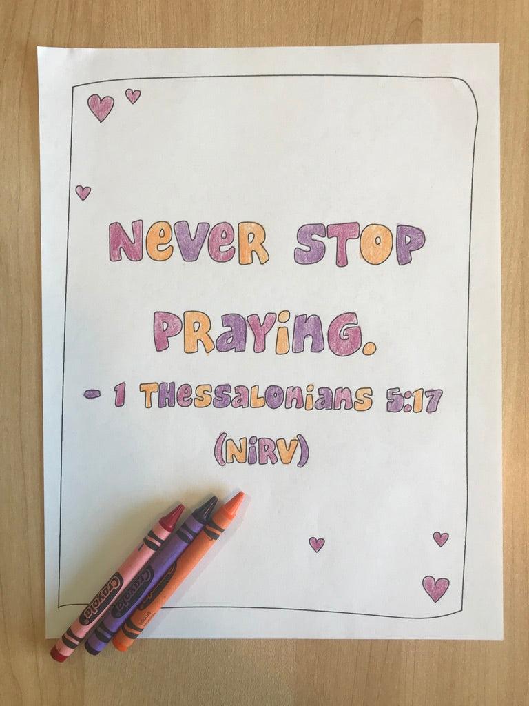 1 Thessalonians 5:17 Bible Verse Coloring Page