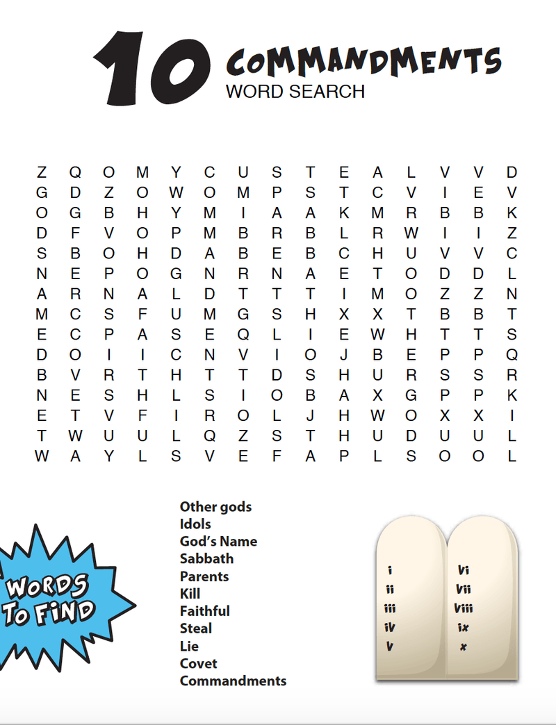 10 Commandments Word Search