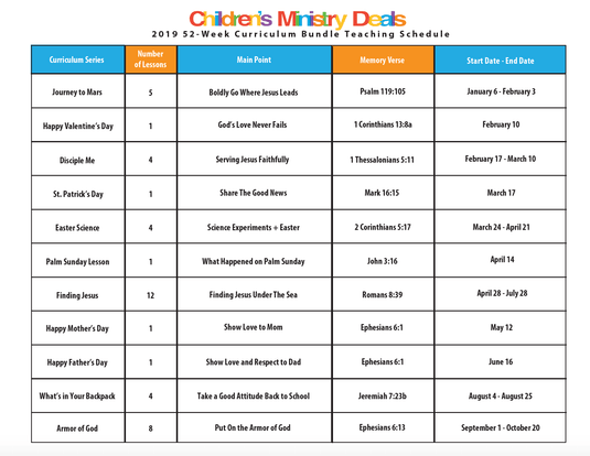 52-Week Bundle Teaching Schedule