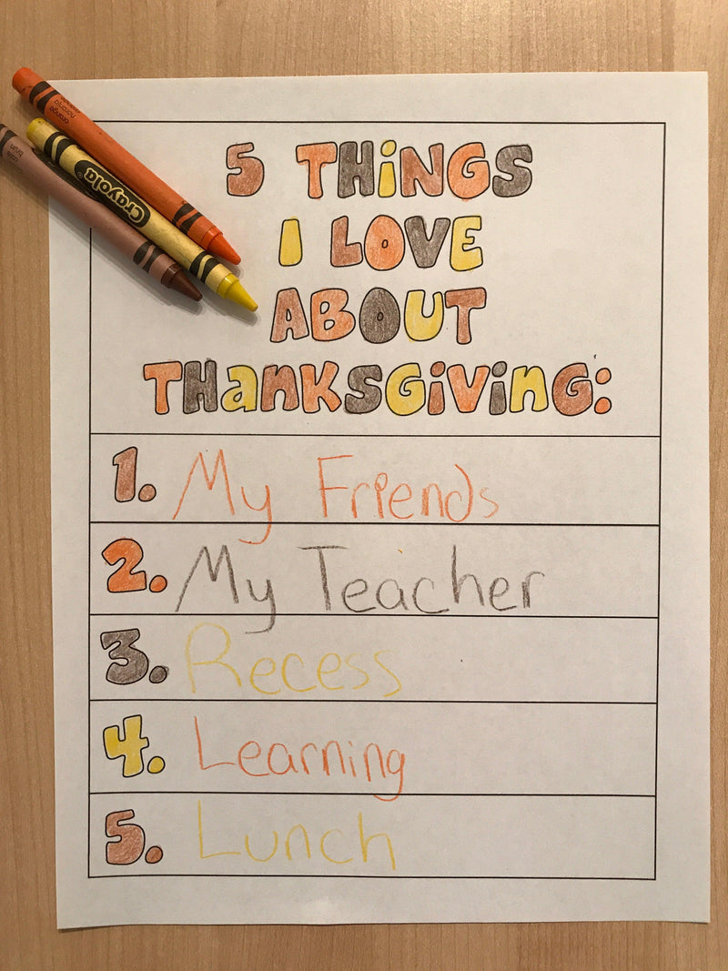 5 Things I Love About Thanksgiving Coloring Page