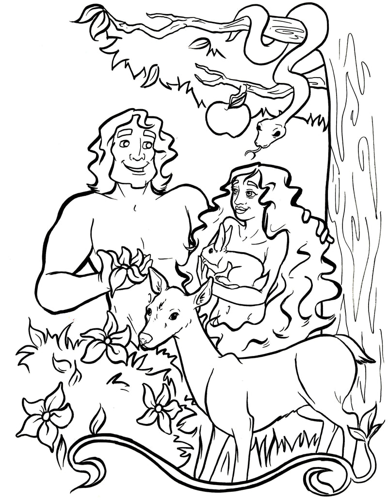Load image into Gallery viewer, Adam and Eve Coloring Page
