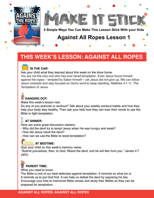Against the Ropes 4-Week Children's Ministry Curriculum - Children's Ministry Deals