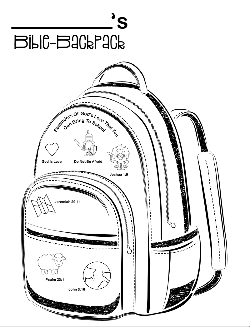 Bible Backpack Coloring Page - Children's Ministry Deals