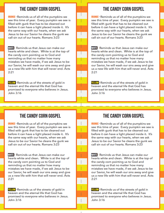 Candy Corn Gospel Cards for Kids
