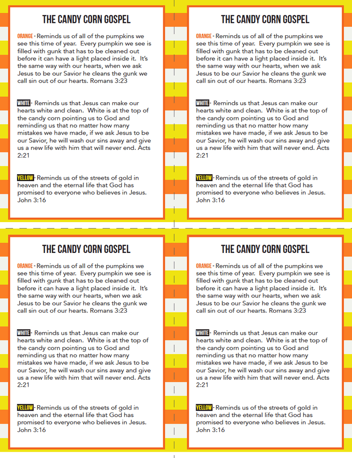 Candy Corn Gospel Cards for Kids – Children's Ministry Deals