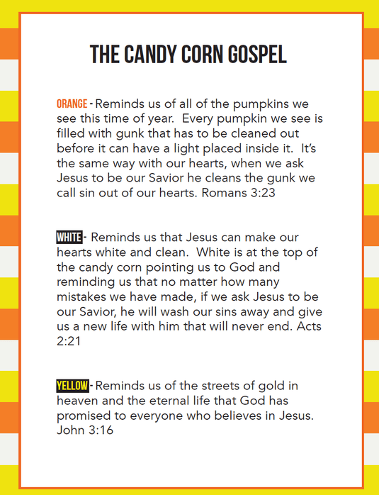 Candy Corn Gospel Cards for Kids