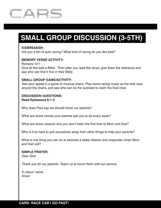 Cars 12-Week Children's Ministry Curriculum - Children's Ministry Deals