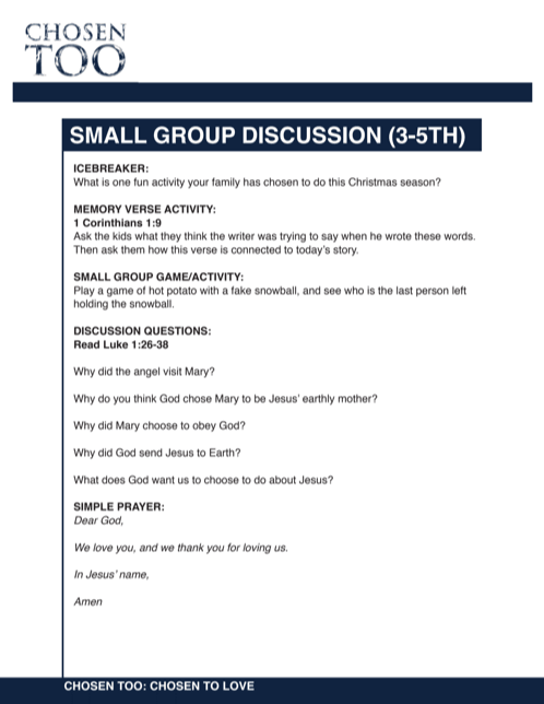 Chosen Too 4-Week Children’s Christmas Curriculum - Children's Ministry Deals