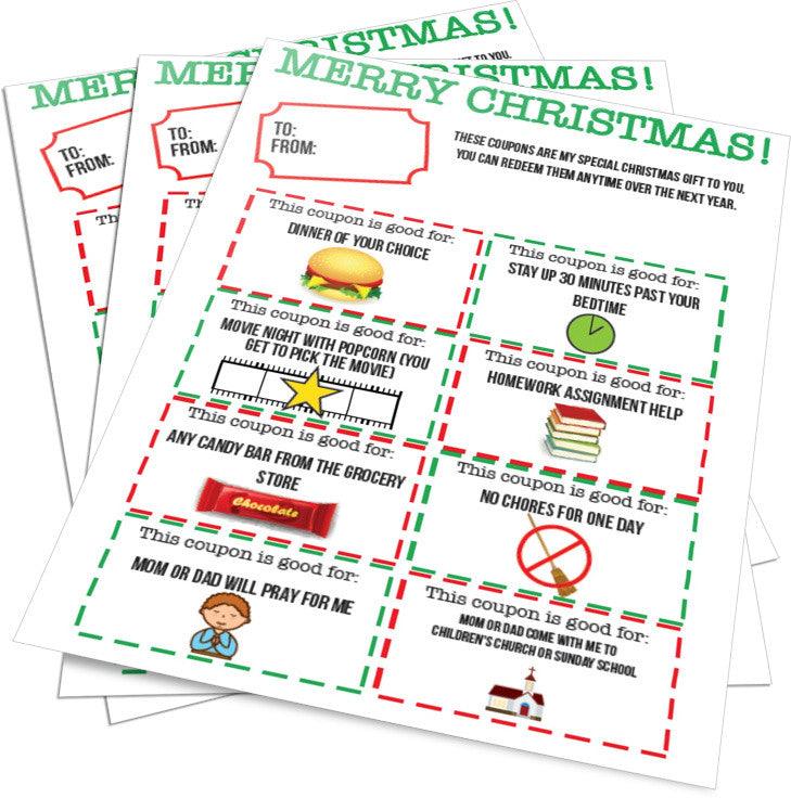 Christmas Gift Coupons for Kids