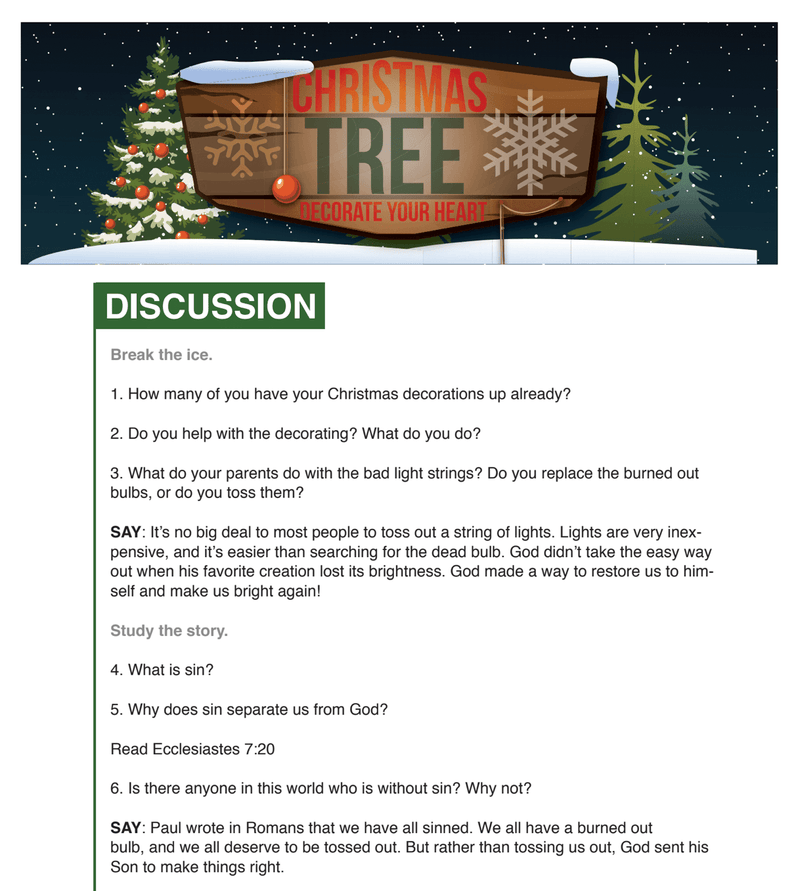 Load image into Gallery viewer, Christmas Tree 4-Week Christmas Children&#39;s Ministry Curriculum - Children&#39;s Ministry Deals
