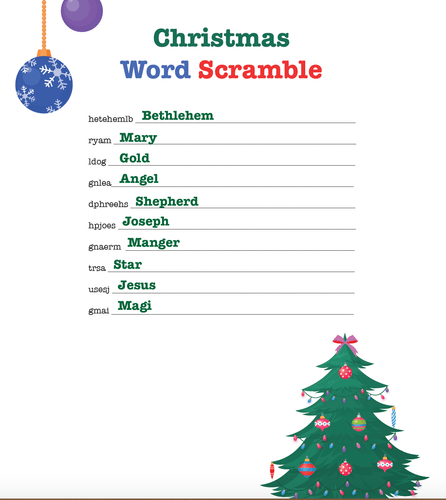 Christmas Word Scramble - Children's Ministry Deals