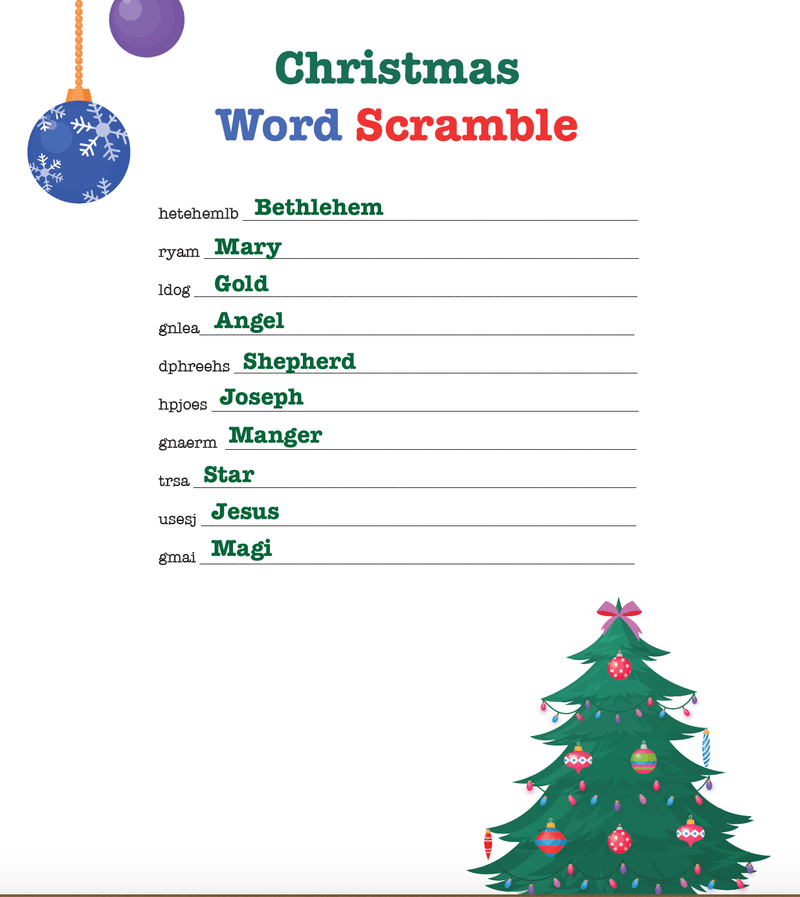 Christmas Word Scramble - Children's Ministry Deals