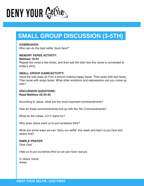Deny Your Selfie 4-Week Children’s Ministry Curriculum - Children's Ministry Deals