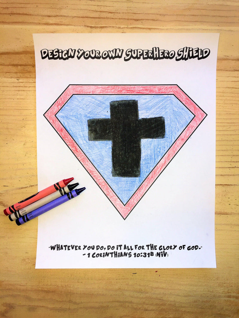 Load image into Gallery viewer, FREE Design Your Own Superhero Shield Coloring Page
