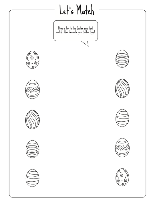 Easter Egg Matching Coloring Page - Children's Ministry Deals