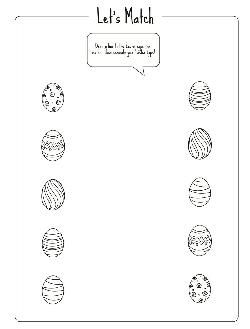 Easter Egg Matching Coloring Page - Children's Ministry Deals