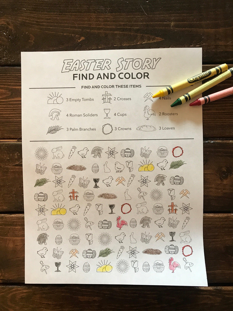 Load image into Gallery viewer, Easter Find and Color Bible Coloring Page
