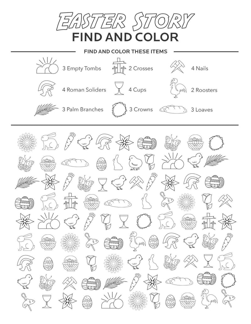 Load image into Gallery viewer, Easter Find and Color Bible Coloring Page
