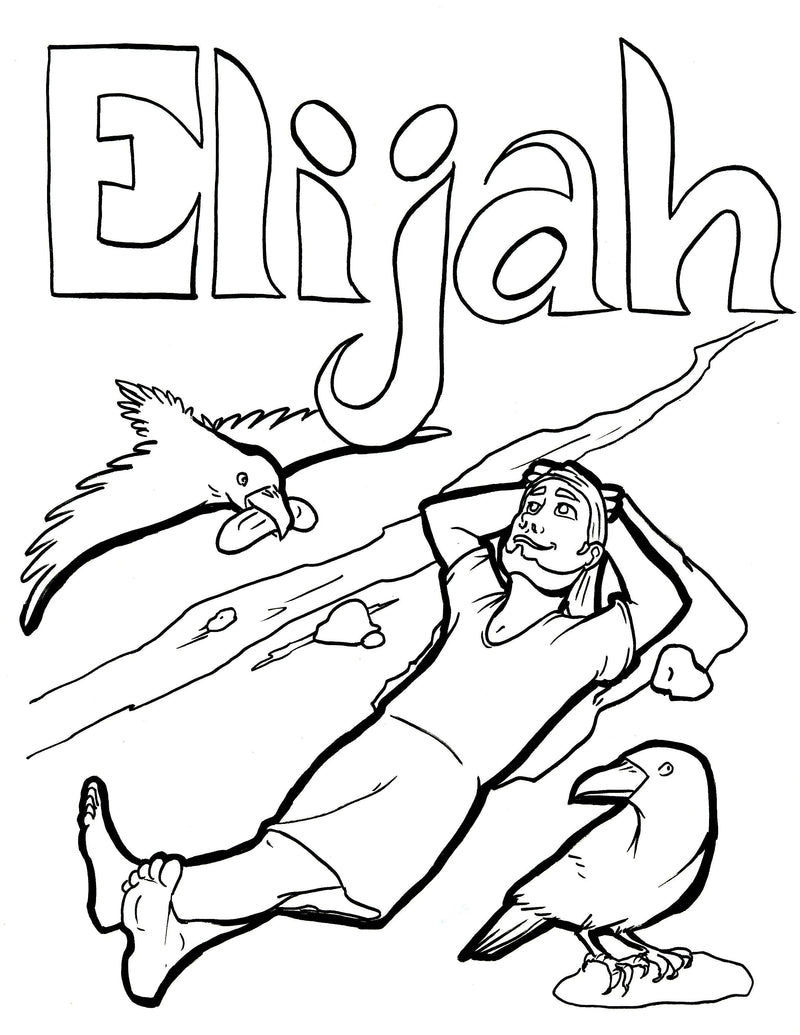 Load image into Gallery viewer, Elijah and the Ravens Coloring Page

